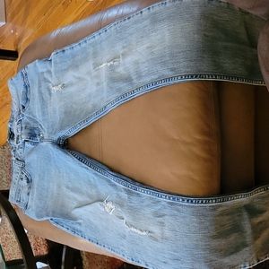 INC slim straight ripped blue jeans